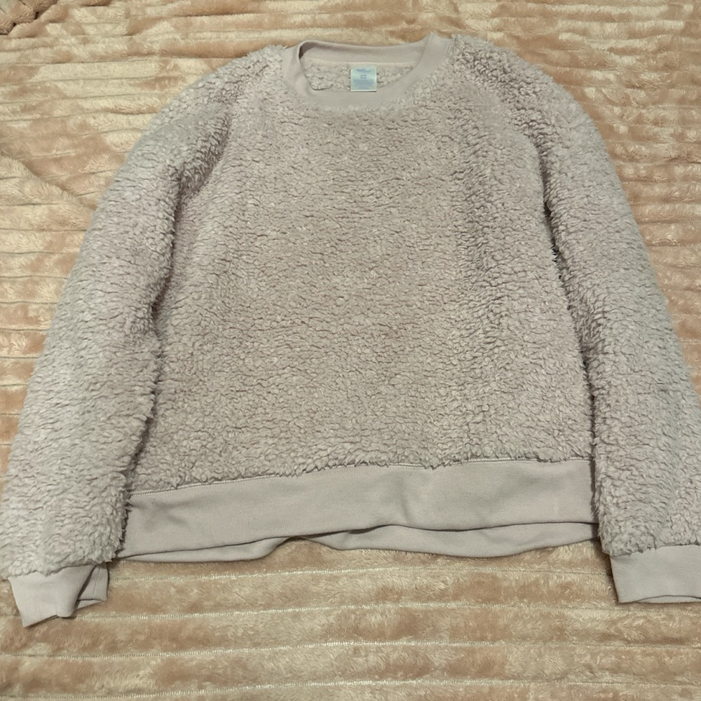 Secret Treasures Plush Crewneck Sweater in Light Gray
